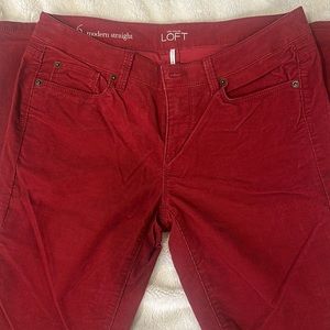Loft size 6 red/burgundy corduroy pants